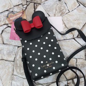 Minnie Mouse Disney N/S Phone Crossbody Bag Purse Black White NWT Kate Spade